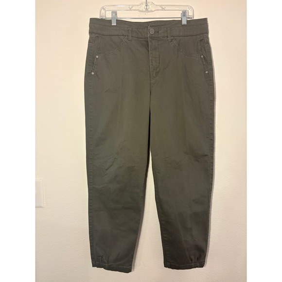 Democracy Pants - Democracy Ab Tech Pants Womens Sz 14 Olive Green High Rise Tapered Twill Chino